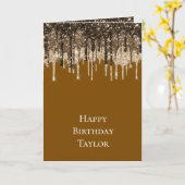 Schokolade Braunes Eis Creme Glitzer Tropfen Gebur Karte (Gelbe Blume)