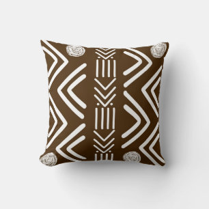 Schokolade Brown African Bogolan Tribal Design Kissen