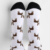 Schokolade Brown Boston Terrier Cartoon Dog Muster Socken (Oben)