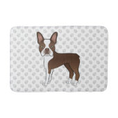 Schokolade Brown Boston Terrier Cartoon Dog & Paws Badematte (Vorderseite)