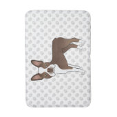Schokolade Brown Boston Terrier Cartoon Dog & Paws Badematte (Vorderseite Vertikal)
