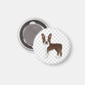Schokolade Brown Boston Terrier Cartoon Dog & Paws Magnet (Vorderseite/Rückseite)