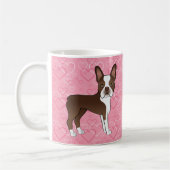 Schokolade Brown Boston Terrier Hund auf rosa Herz Kaffeetasse (Links)