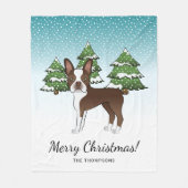 Schokolade Brown Boston Terrier in einem Winterwal Fleecedecke (Vorderseite)