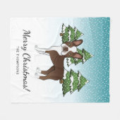 Schokolade Brown Boston Terrier in einem Winterwal Fleecedecke (Vorderseite (Horizontal))