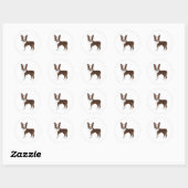 Schokolade Brown Boston Terrier Niedlich Cartoon D Runder Aufkleber (Blatt)