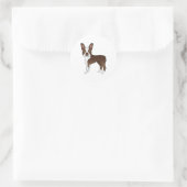 Schokolade Brown Boston Terrier Niedlich Cartoon D Runder Aufkleber (Tasche)