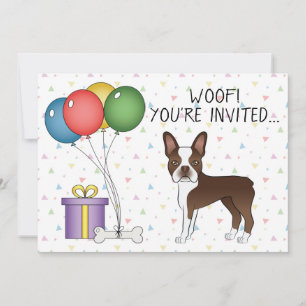 Schokolade Brown Boston Terrier Niedlich Hund - Ge Einladung