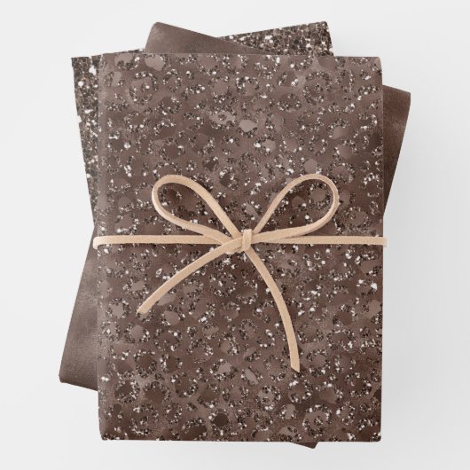 Schokolade Brown Glitzy Leopard Print Geschenkpapier Set (Beispiel)