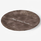 Schokolade Brown Gold Confetti Pappteller (Schrägansicht)