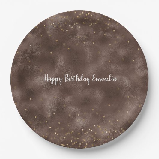 Schokolade Brown Gold Confetti Pappteller (Vorderseite)