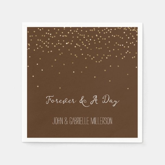 Schokolade Brown Gold Glam Confetti Serviette (Vorderseite)