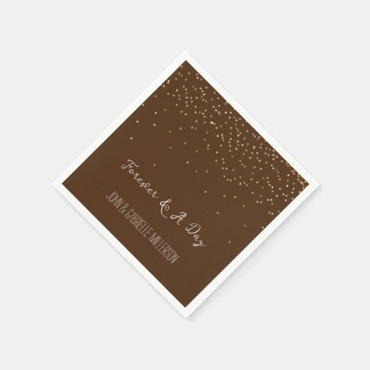 Schokolade Brown Gold Glam Confetti Serviette (Ecke)