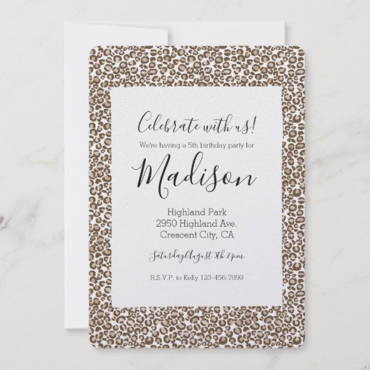 Schokolade Brown Leopard Print Birthday Einladung (Vorderseite)