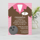 Schokolade Brown & Pink Mitglied im Team Bowling P Einladung (Stehend Vorderseite)