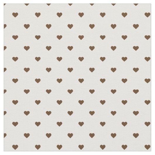 Schokolade Brown Polka Dot Hearts Stoff (Nahaufnahme)