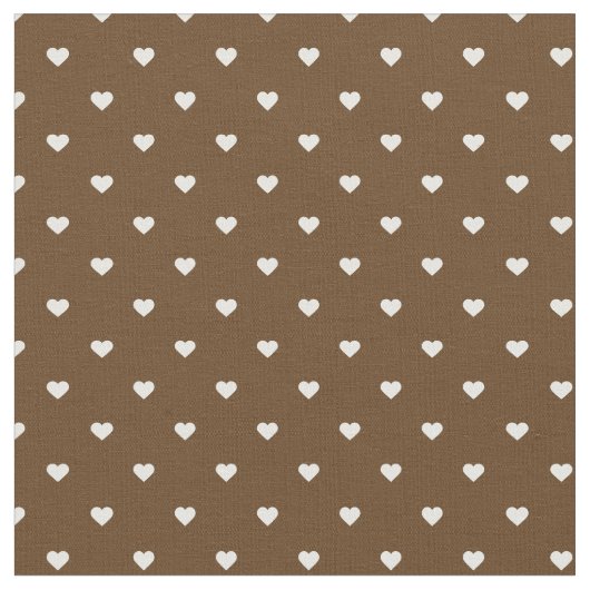 Schokolade Brown Polka Dot Hearts Stoff (Nahaufnahme)