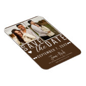Schokolade Brown Save the Date 2 Foto Hochzeit Magnet (Rechte Seite)