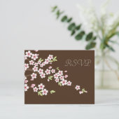 Schokolade Brown und Cherry Blossom Wedding RSVP Karte (Stehend Vorderseite)