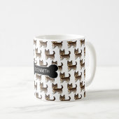 Schokolade Brown Yorkie mit Dog Bone & Name Kaffeetasse (VorderseiteRechts)