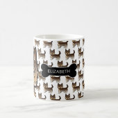 Schokolade Brown Yorkie mit Dog Bone & Name Kaffeetasse (Mittel)