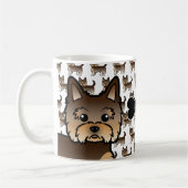 Schokolade Brown Yorkie mit Dog Bone & Name Kaffeetasse (Links)