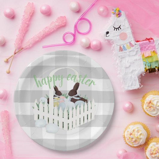 Schokolade Bunnies Eier Grau Osterplatten Pappteller (Party)