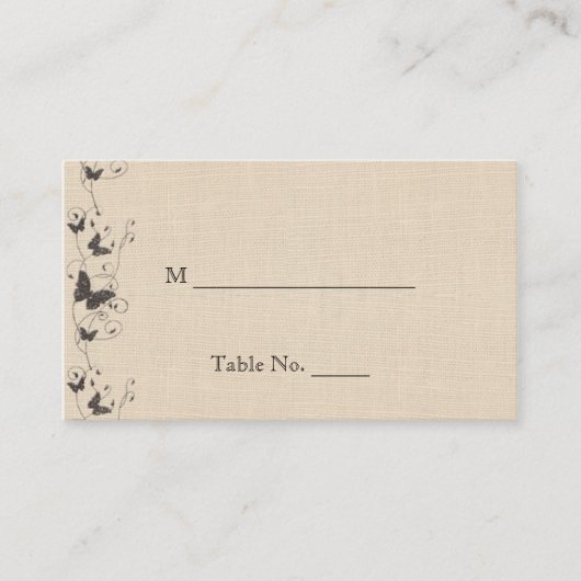 Schokolade-Buttefliegen auf Ecru-Hochzeiten-Platzk Platzkarte (Vorderseite)