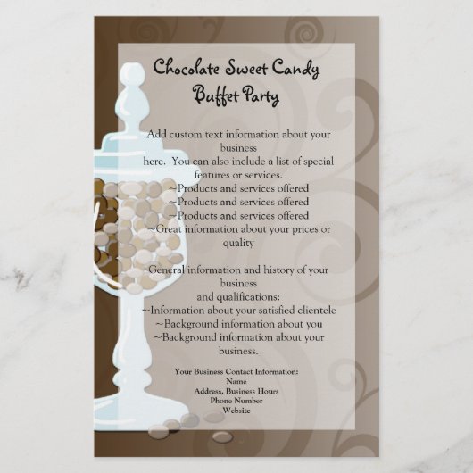 Schokolade Candy Buffet Bar, Urn der Süßigkeiten Flyer (Vorne)