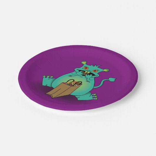 Schokolade Candy Monster Pappteller (Schrägansicht)