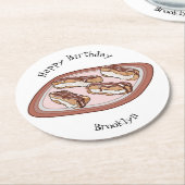 Schokolade Cartoon Illustration Runder Pappuntersetzer (Angewinkelt)