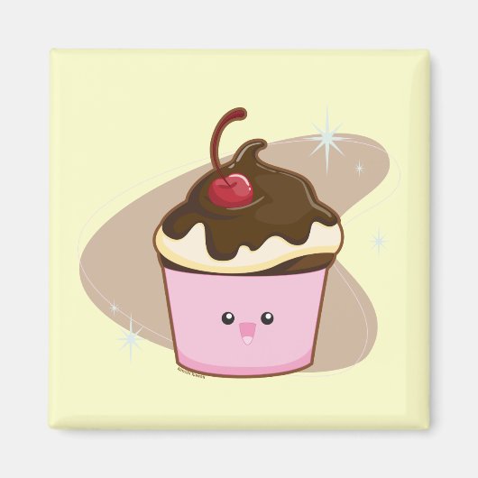 Schokolade Cherry Cupcake Magnet (Vorne)