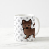 Schokolade Chihuahua Cartoon Dog & Paws Kaffeetasse (VorderseiteRechts)