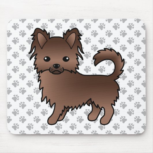 Schokolade Chihuahua Cartoon Dog & Paws Mousepad (Vorne)