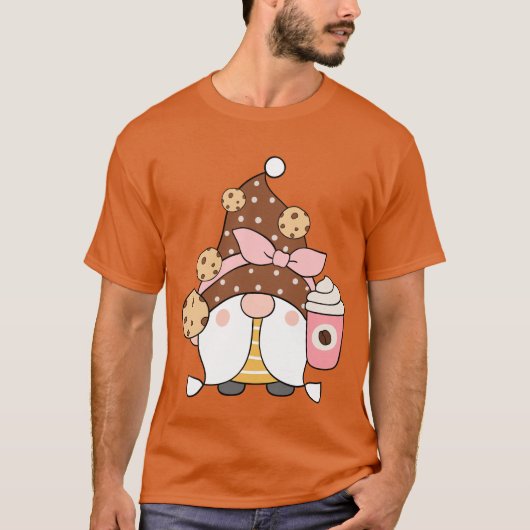 Schokolade Chip Cookie Kaffee Trinken Gnome T-Shirt (Vorderseite)