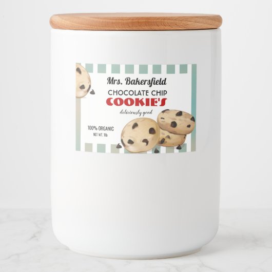 Schokolade Chip Cookies Backgeschenk Lebensmitteletikett (Vorderseite)
