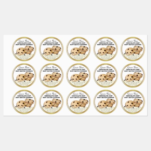 Schokolade Chip Cookies Etiketten (Blatt)