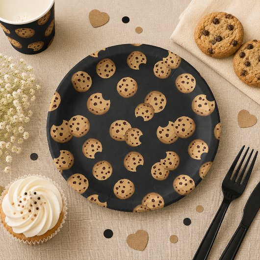 Schokolade Chip Cookies Halbpension Geburtstagspap Pappteller