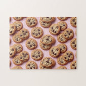 Schokolade Chip Cookies Muster auf rosa Puzzle (Horizontal)