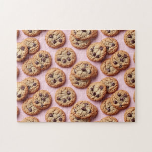 Schokolade Chip Cookies Muster auf rosa Puzzle