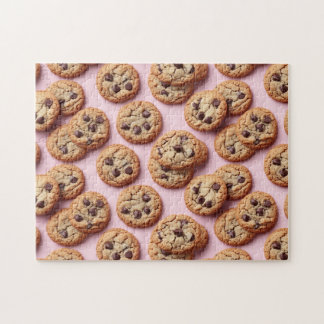 Schokolade Chip Cookies Muster auf rosa Puzzle
