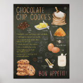 Schokolade Chip Cookies Rezept Chalkboard Printwer Poster (Vorne)