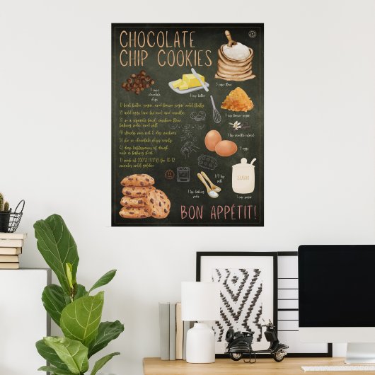 Schokolade Chip Cookies Rezept Chalkboard Printwer Poster (Heimbüro)
