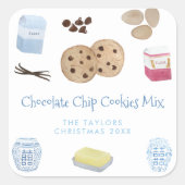 Schokolade Chip Cookies Rezept Mix DIY Geschenk Quadratischer Aufkleber (Vorderseite)