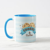 Schokolade Chip Cookies und Kaffeedesign auf einer Tasse (Links)