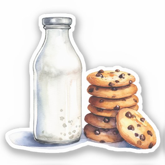 Schokolade Chip Cookies und Milch Aufkleber (Vorderseite)