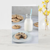 Schokolade Chip Cookies und Milch Karte (Gelbe Blume)