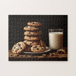 Schokolade Chip Cookies und Milch Puzzle