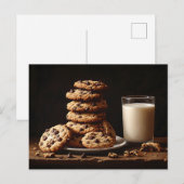 Schokolade Chip Cookies und Milchmalerei Postkarte (Vorne/Hinten)