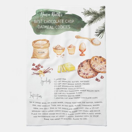 Schokolade Chip Oatmehl Cookie | Recipe Heirloom Geschirrtuch (Vertikal)